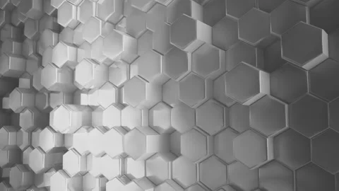 Grey Abstract hexagon background pattern wall. 3D polygon Projection Mapping Stock Footage 147482916