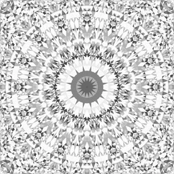 Grey abstract repeating triangle mosaic kaleidoscope mandala pattern wallpaper Stock Illustration