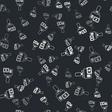 Grey Action extreme camera icon isolated seamless pattern on black background イラスト素材