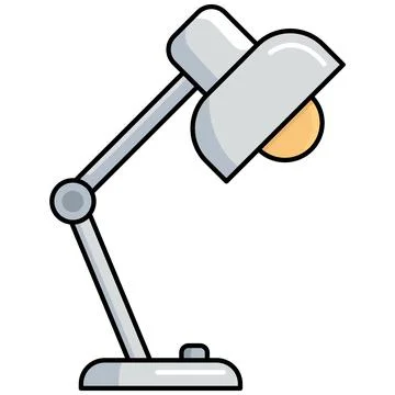 Grey adjustable desk reading lamp flat outline Stock Illustration
