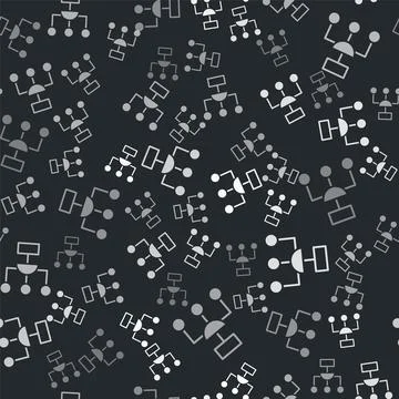 Grey Algorithm icon isolated seamless pattern on black background. Algorithm Stock Illustration