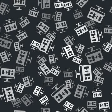 Grey Algorithm icon isolated seamless pattern on black background. Algorith.. Stock Illustration