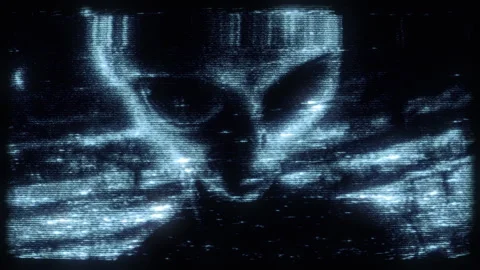 Grey Alien face distorted footage Stock Footage 263900077