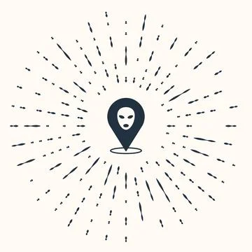Grey Alien icon isolated on beige background. Extraterrestrial alien face o.. Stock Illustration