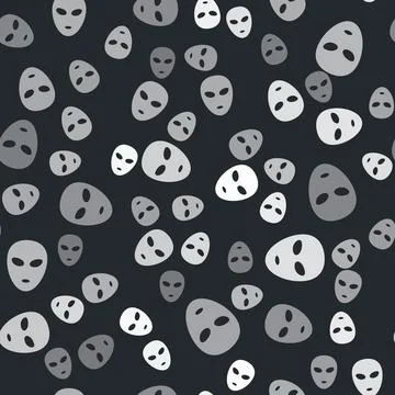 Grey Alien icon isolated seamless pattern on black background. Extraterrestrial イラスト素材