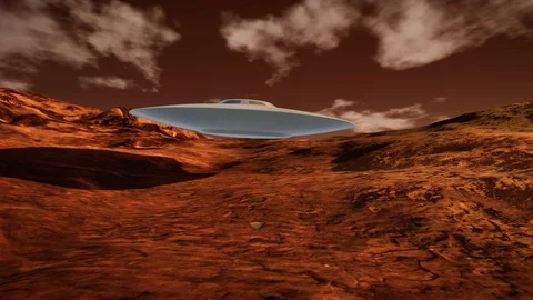 Grey Alien on Mars like Planet Video stock 106825210
