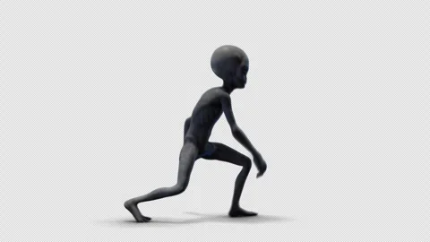 Grey Alien Stylised Walk With Shadow 01 Stock Footage 293492415
