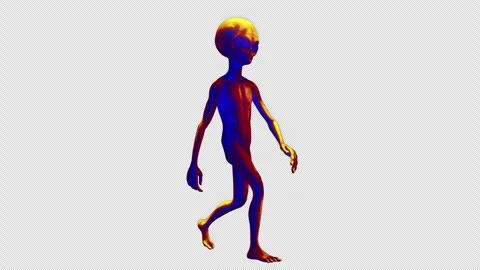 Grey Alien Walking Heat Vision 01 Stock Footage 293492091