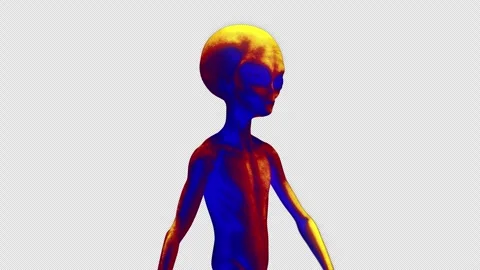 Grey Alien Walking Heat Vision 02 Stock Footage 293492250