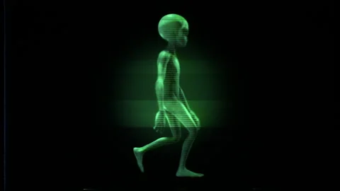Grey Alien Walking Night Vision 01 Stock Footage 293492349