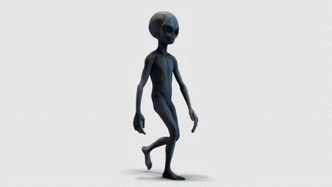 Grey Alien Walking With Shadow 01 Stock Footage 293492488