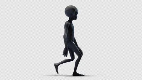 Grey Alien Walking With Shadow 03 Stock Footage 293492502