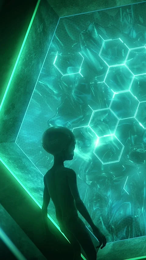 Grey Aliens With Energy Source Vídeos de archivo 294079452