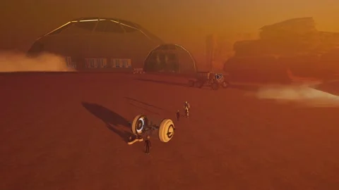 Grey Aliens On Mars with Astronauts Video stock 211801354