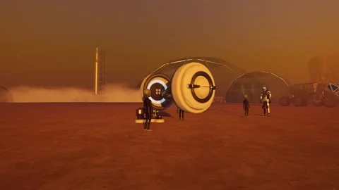 Grey Aliens On Mars with Astronauts Video stock 211801529