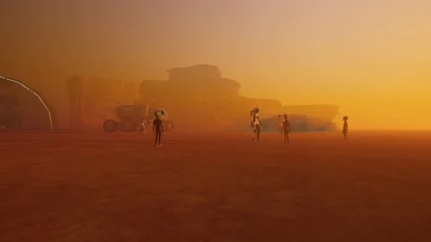 Grey Aliens On Mars with Astronauts Stock-Footage 211801530