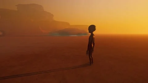 Grey Aliens On Mars with Astronauts Video stock 211801627