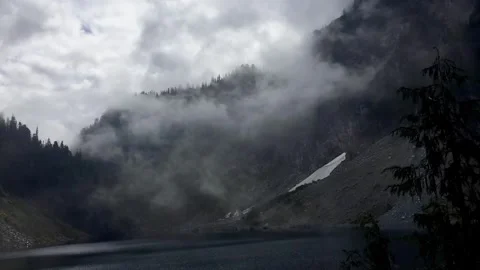 Grey alpine lake Video stock 318557421