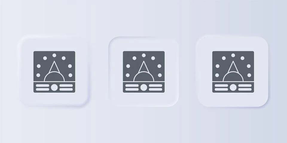 Grey Ampere meter, multimeter, voltmeter icon isolated on grey background. .. Stock Illustration