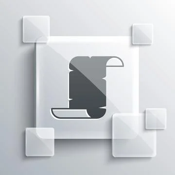 Grey Ancient papyrus scroll icon isolated on grey background. Parchment paper Stock Illustration