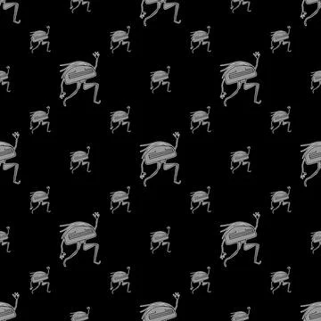 Grey and Black Alien Dancing Girls Drawing Pattern Illustrazione stock