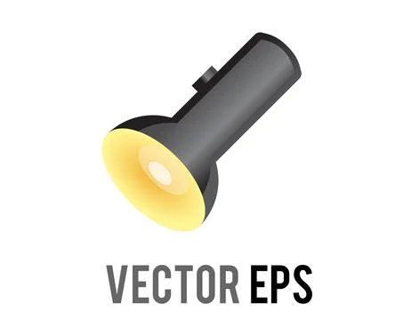 A grey and black flashlight device icon with switch button Stock Illustration
