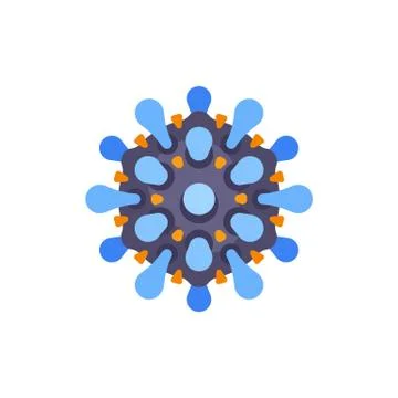 Grey and blue virus flat icon. SARS-CoV-2 novel coronavirus vector illustrati Stock Illustration
