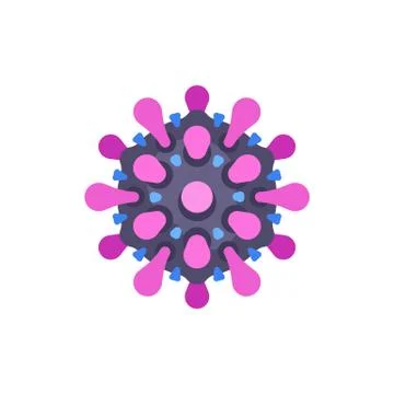 Grey and blue virus flat icon. SARS-CoV-2 novel coronavirus vector illustrati Stock Illustration