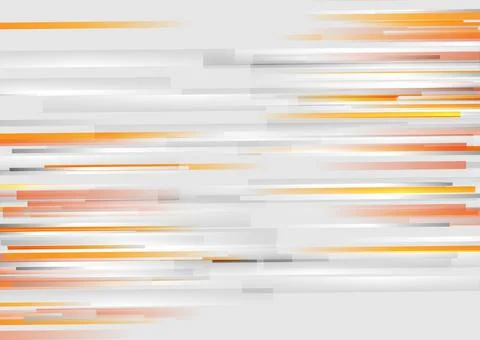 Grey and bright orange stripes abstract tech background Stock Illustration