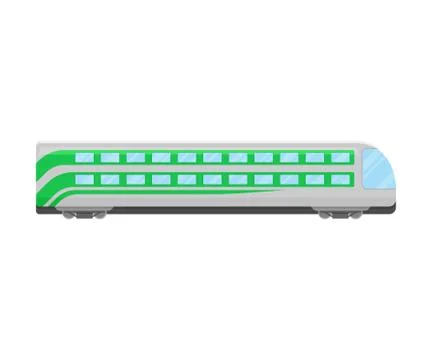 Grey And Green Double Decker Locomotive Flat Vector Illustration Stock Illustration