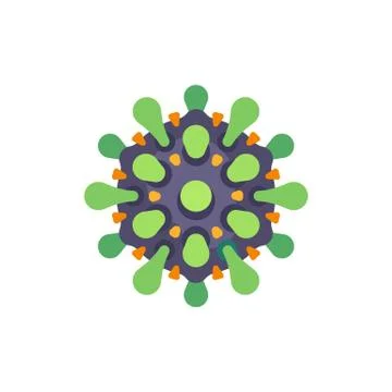 Grey and green virus flat icon. SARS-CoV-2 novel coronavirus vector illustrat Illustrazione stock