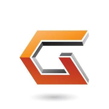 Grey and Orange 3d Angled Icon for Letter G Vector Illustration Ilustración de archivo