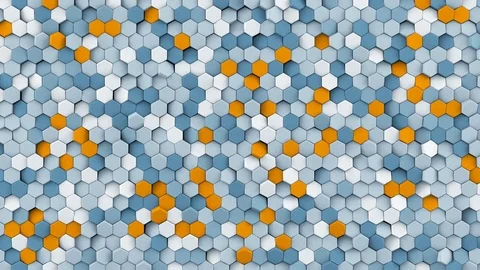 Grey and orange hexagons seamless loop abstract 3D animation 4k UHD (3840x2160) Stock Footage 79110376