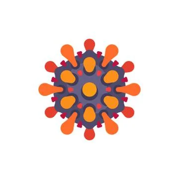 Grey and orange virus flat icon. SARS-CoV-2 novel coronavirus vector illustra Illustrazione stock