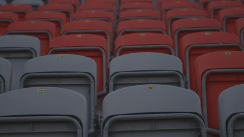 Grey and Red Empty Seating In Stadium 067A 014 001 Stock Footage 118096234