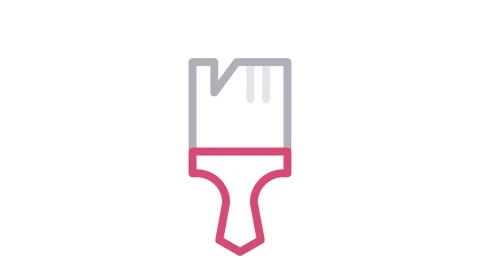 Grey and red logo featuring a stylized paint brush, showcasing its sleek fo.. Stock Footage 335118928