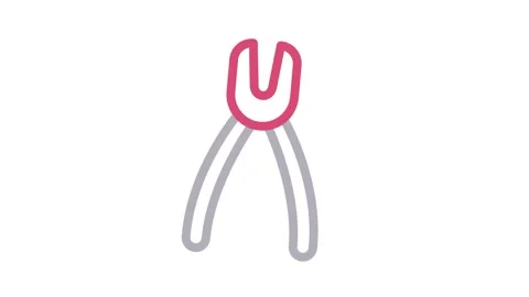 A grey and red plier icon, featuring clean lines and a minimalist design. Stock Footage 335118902