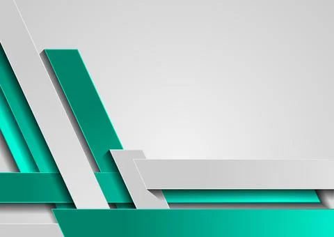 Grey and turquoise geometric technology stripes abstract background Stock Illustration