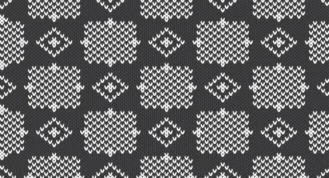 Grey and white knitted pattern, Festive Sweater Design. Seamless Knitted Pa.. Stock Illustration