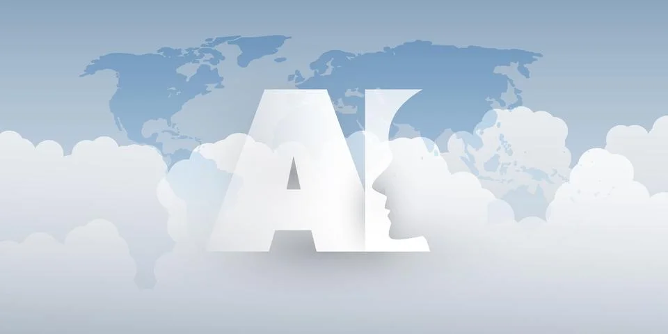 Grey and White Machine Learning, Artificial Intelligence, Cloud Computing a.. 스톡 일러스트