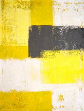 Grey and Yellow Abstract Art Painting Stock Illustration