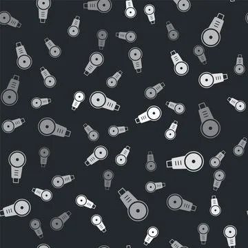 Grey Angle grinder icon isolated seamless pattern on black background. Vector Stock Illustration