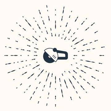 Grey Angle grinder icon isolated on beige background. Abstract circle random Ilustración de archivo