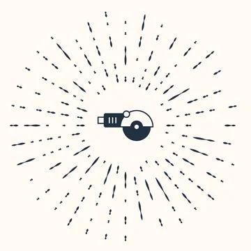 Grey Angle grinder icon isolated on beige background. Abstract circle random Ilustración de archivo