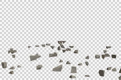 Grey, angular, polygonal rocks and debris are scattered densely Stock Illustration