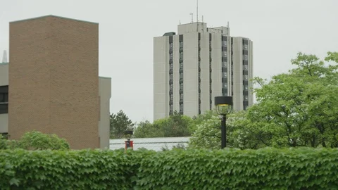 Grey apartment building Stock Footage