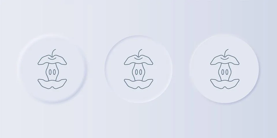 Grey Apple core icon isolated on grey background. Bitten apple symbol. Appl.. Stock Illustration