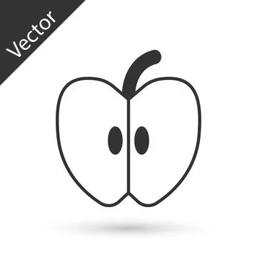 Grey Apple icon isolated on white background. Fruit with leaf symbol. Vector Illustrazione stock