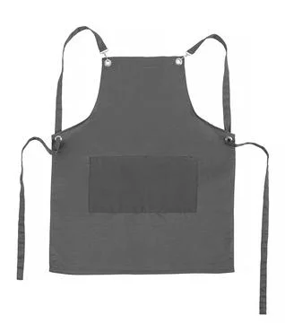 Grey apron with pockets. Object is isolated on a white background. Stock Photos