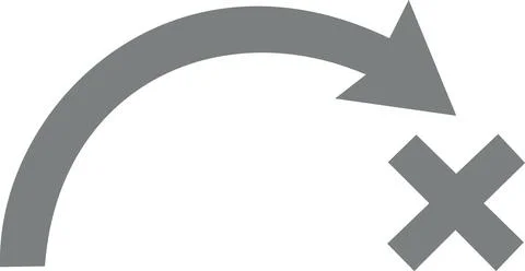 Grey arc arrow with cross end icon Stock Illustration